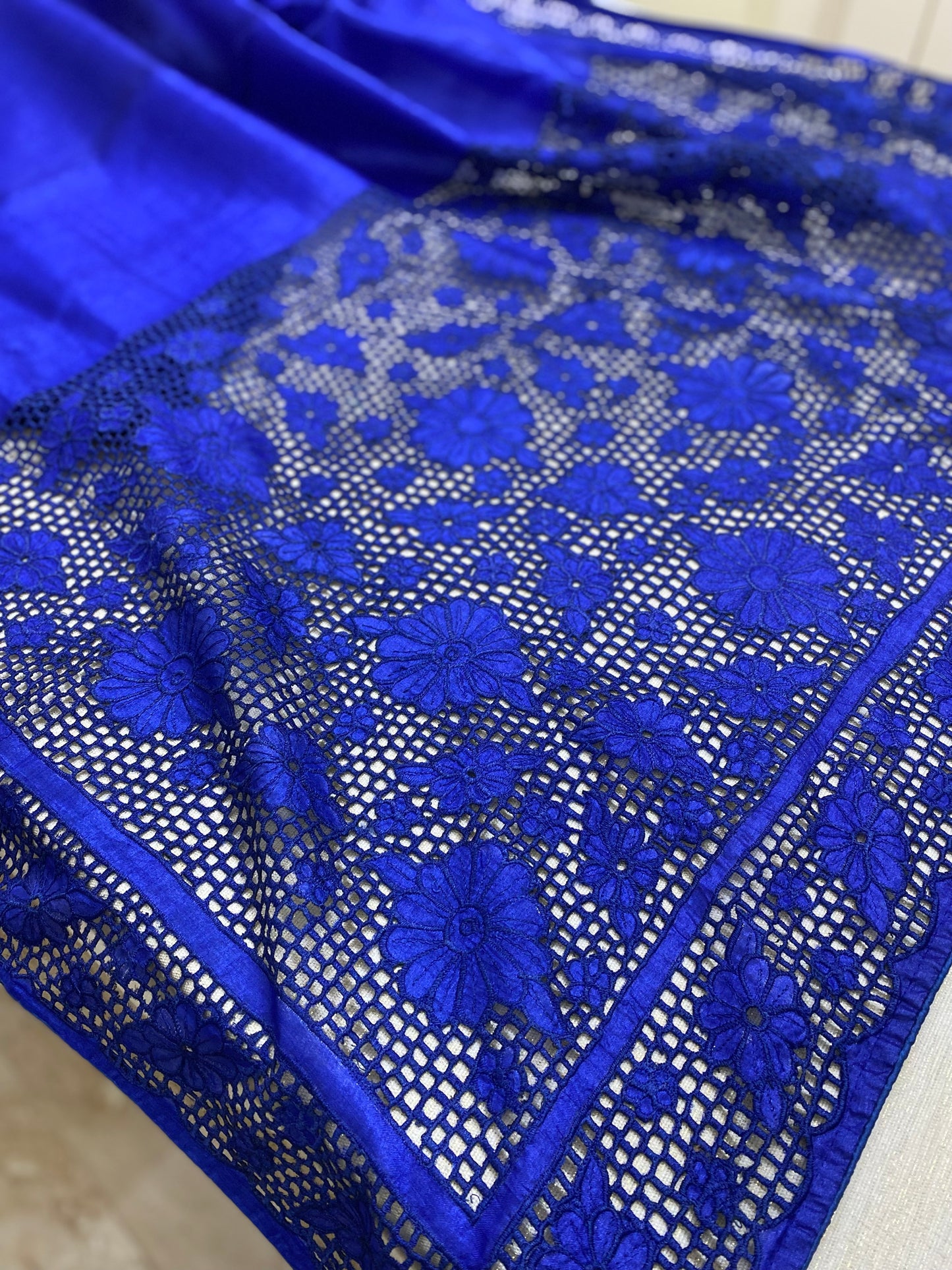 Cutwork Tussar saree