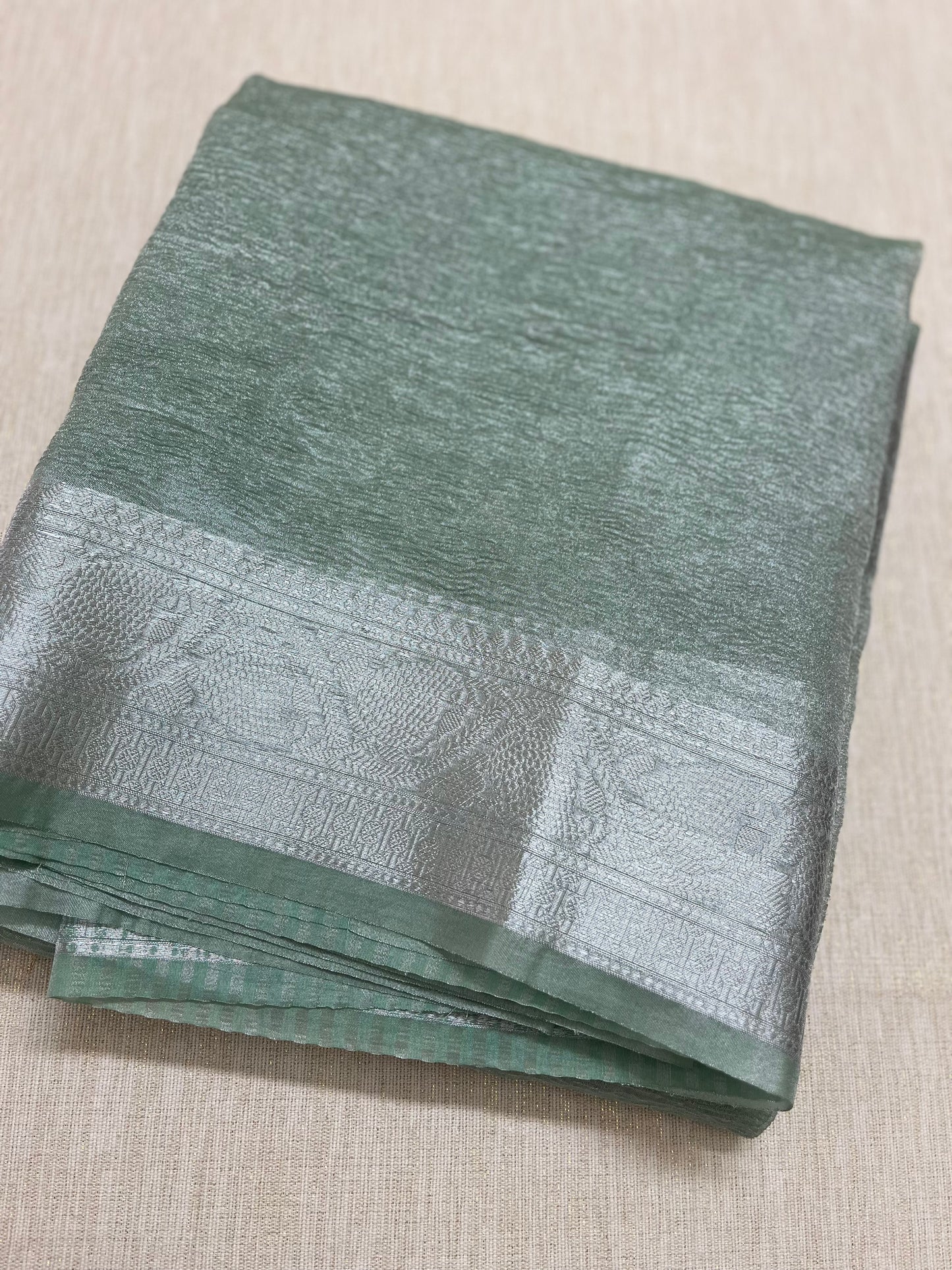 Crushed organza saree