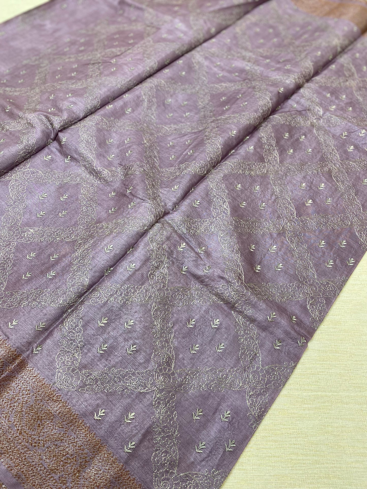 Tussar thread work saree