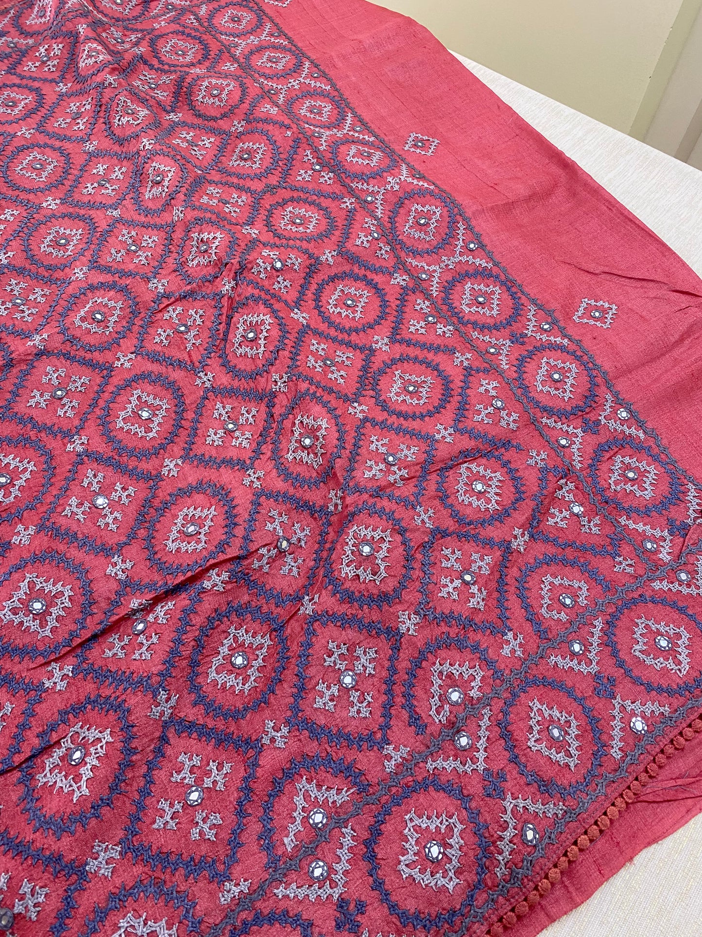 Kutch work tussar silk saree