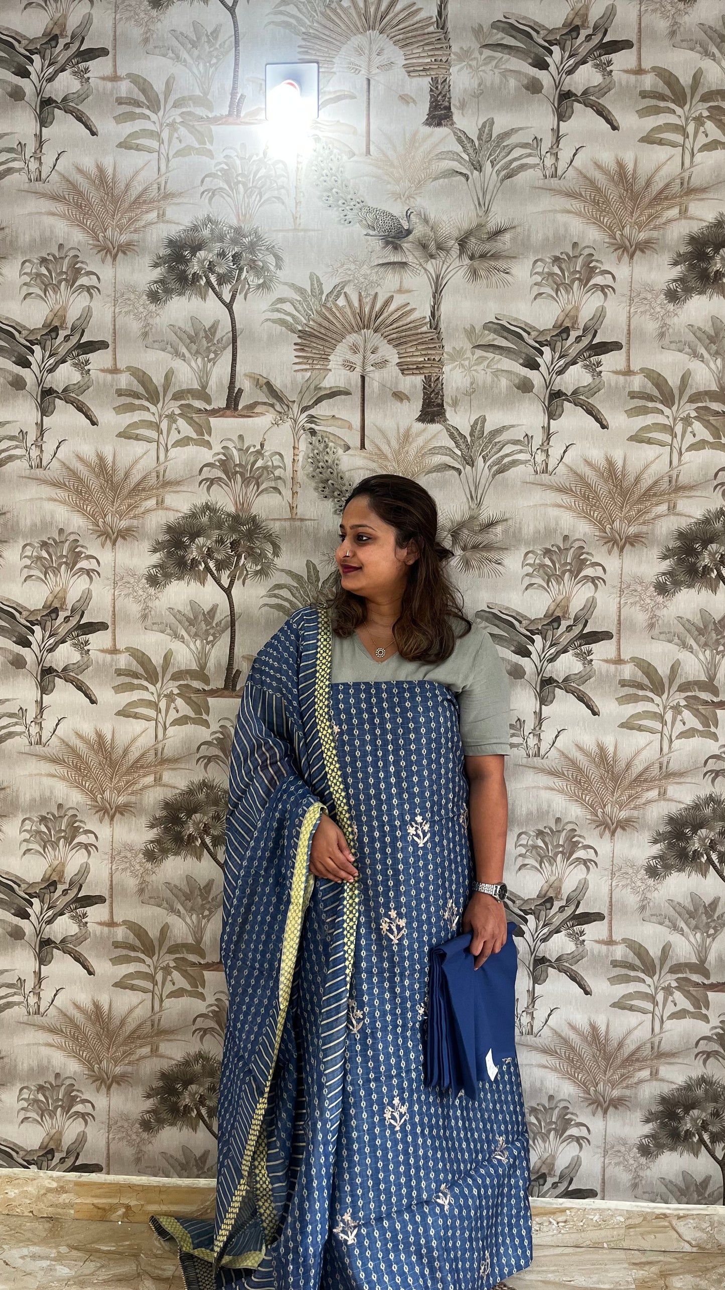 Blue & beige