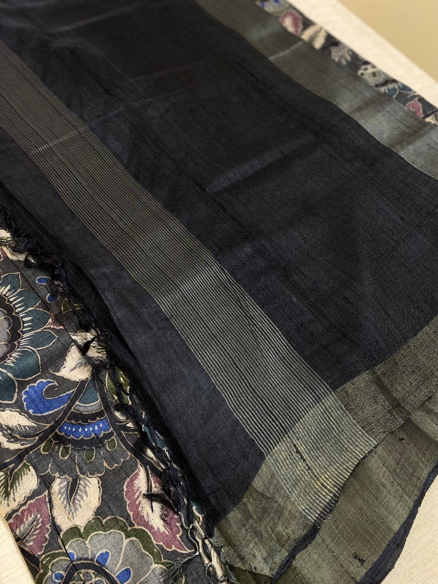 Kalam Kari tussar silk saree