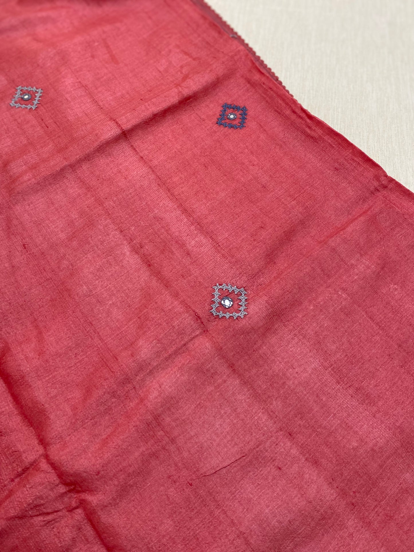 Kutch work tussar silk saree