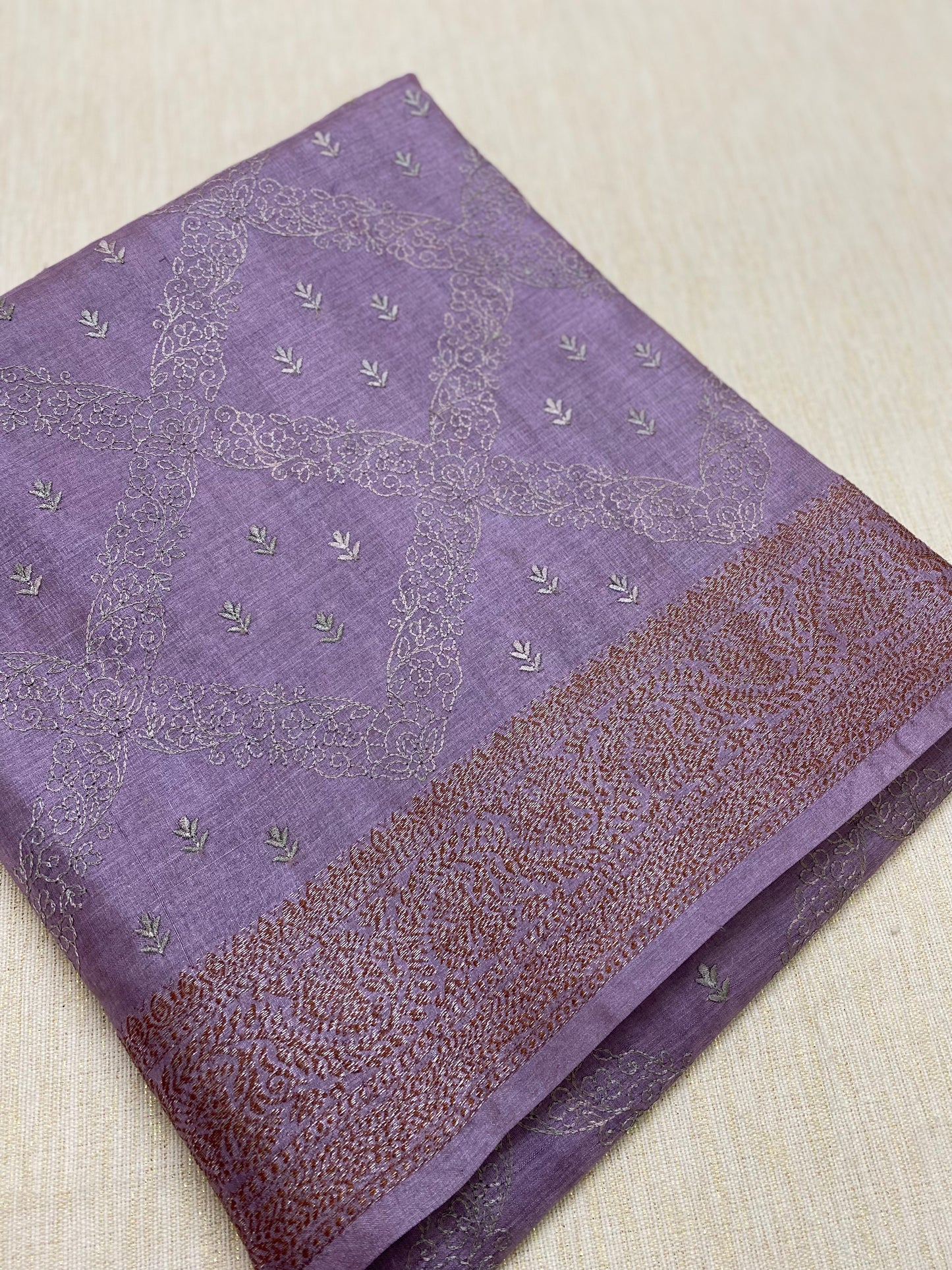 Tussar thread work saree