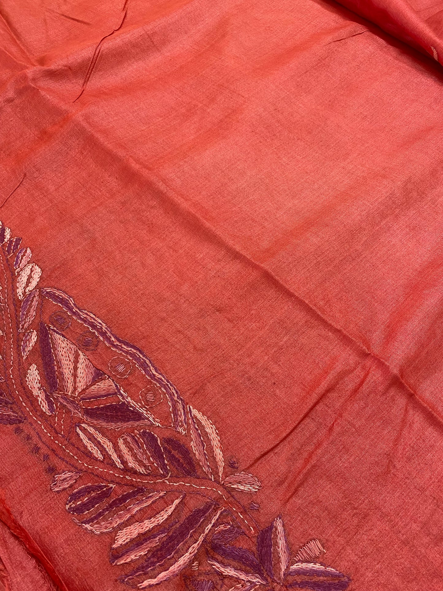 Kantha work tussar silk saree