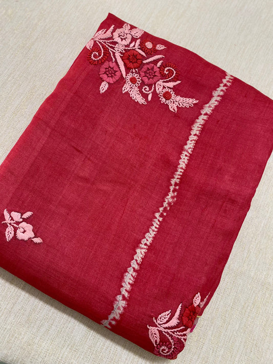 Hand work tussar saree