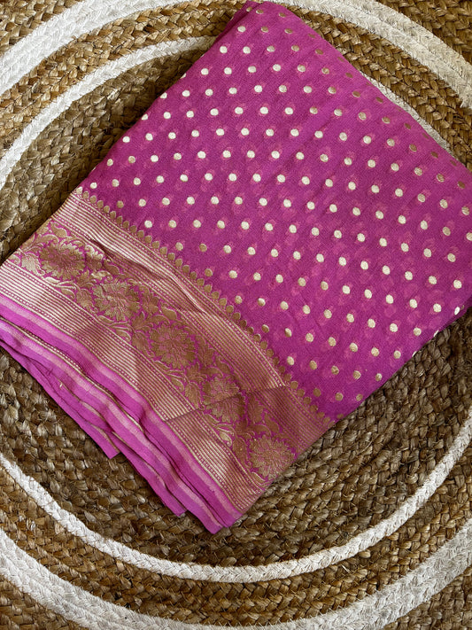 Georgette pink Banarasi