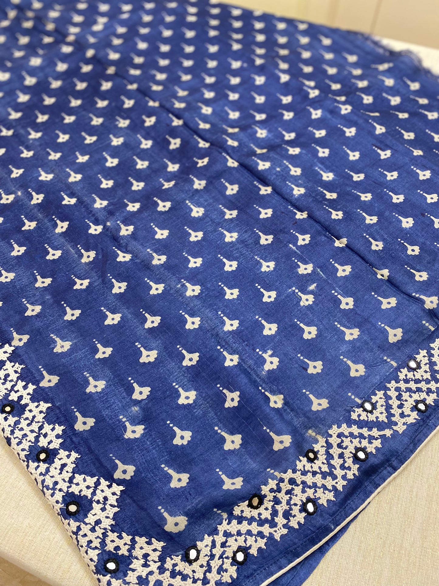 Kutch work tussar silk saree